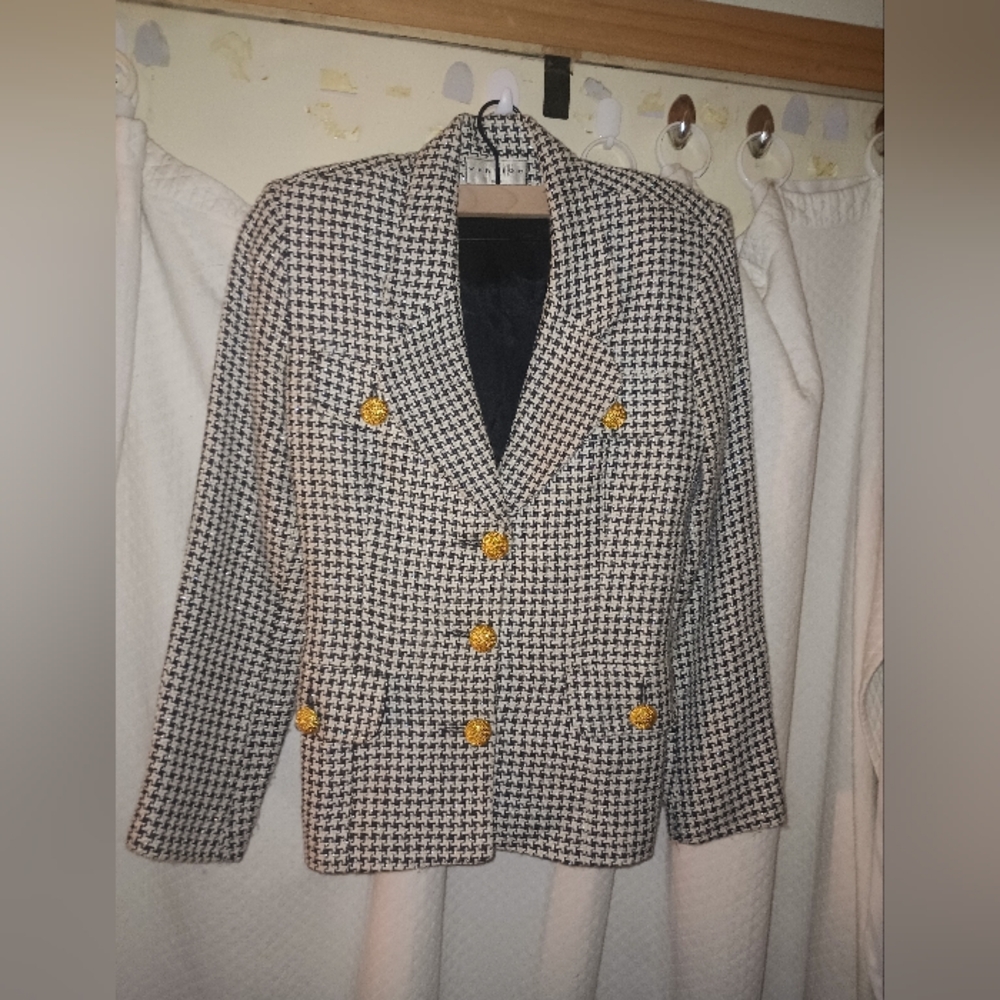 Vertigo Paris Houndstooth Pattern Jacket Blazer W… - image 1
